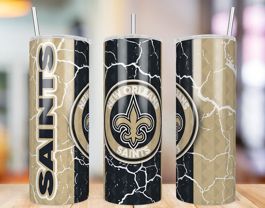 New Orleans Saints Diamond Pattern 20 oz skinny tumbler