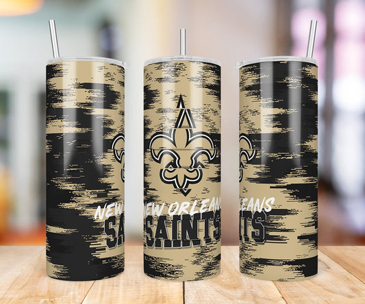 New Orleans Saints Glitch 20 oz skinny tumbler three-angle product photo