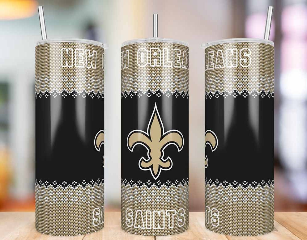 New Orleans Saints Ugly Sweater 20 oz skinny tumbler