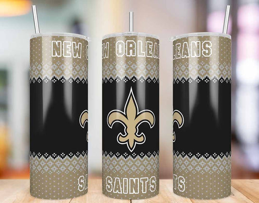 New Orleans Saints Ugly Sweater 20 oz skinny tumbler