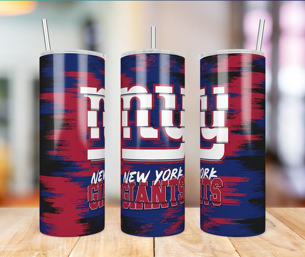 New York Giants Glitch 20 oz skinny tumbler three-angle product photo