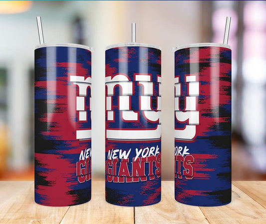 New York Giants Glitch 20 oz skinny tumbler three-angle product photo