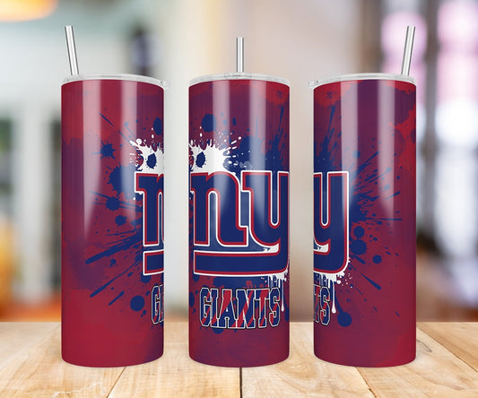 New York Giants Paint Splatter 20 oz skinny tumbler three-angle product photo