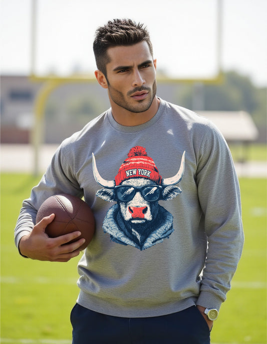 New York Giants Spirit Animal sweatshirt on male model with football