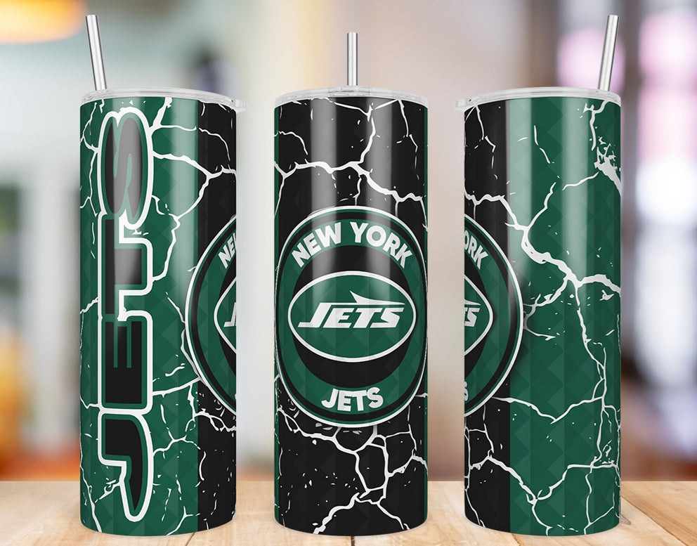 New York Jets Diamond Pattern 20 oz skinny tumbler