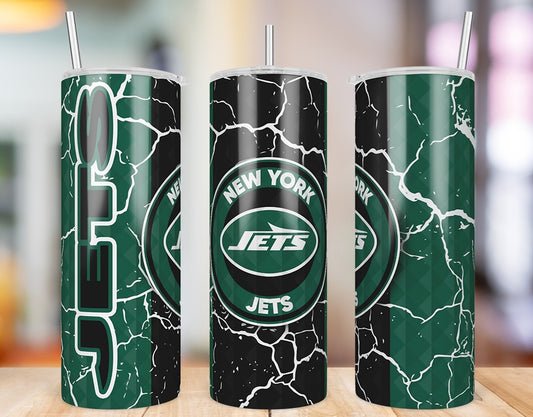 New York Jets Diamond Pattern 20 oz skinny tumbler