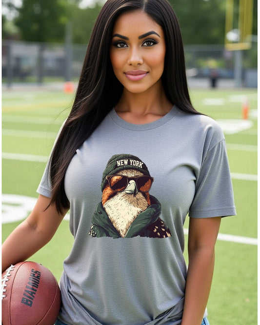 New York Jets Spirit Animal graphic T-shirt on female model