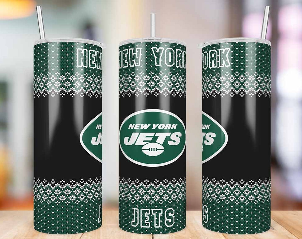 New York Jets Ugly Sweater 20 oz skinny tumbler