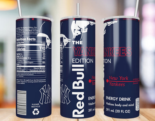 New York Yankees 20 oz skinny tumbler three-angle product mockup