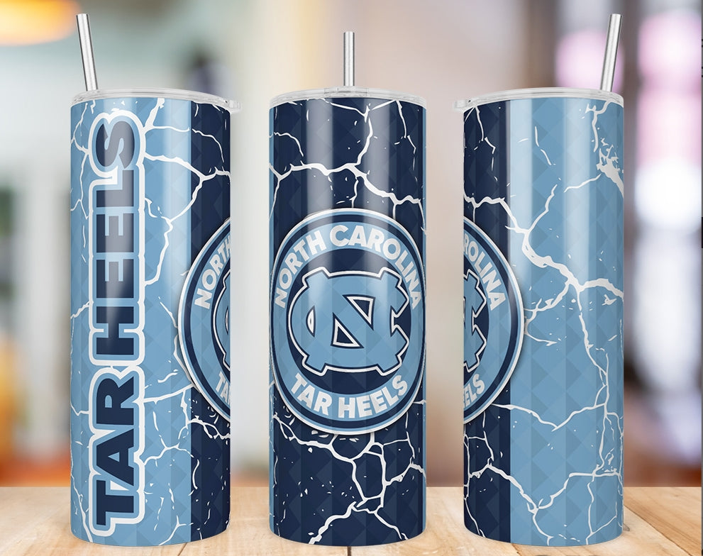 North Carolina Tar Heels Diamond Pattern 20 oz skinny tumbler
