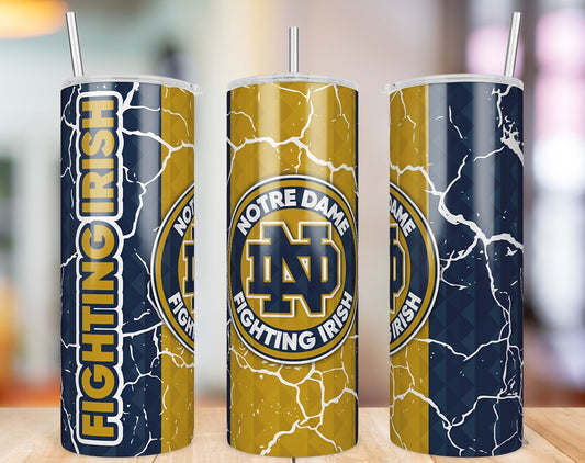 Notre Dame Fighting Irish Diamond Pattern 20 oz skinny tumbler