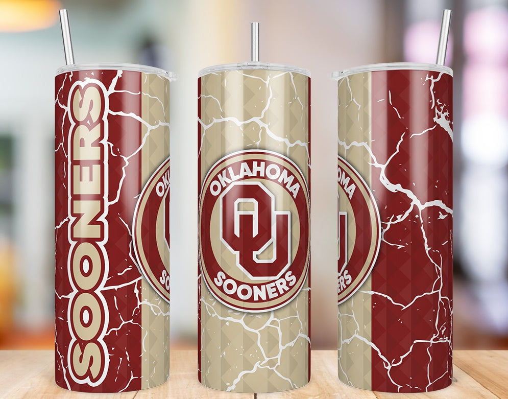 Oklahoma Sooners Diamond Pattern 20 oz skinny tumbler