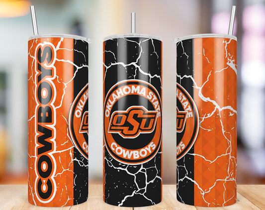 Oklahoma State Cowboys Diamond Pattern 20 oz skinny tumbler