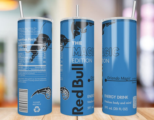 Orlando Magic 20 oz skinny tumbler triple-view product mockup