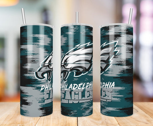 Philadelphia Eagles Glitch 20 oz skinny tumbler three-angle product photo