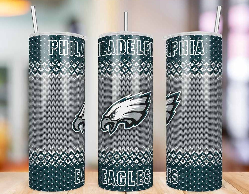 Philadelphia Eagles Ugly Sweater 20 oz skinny tumbler
