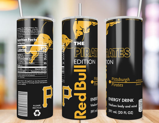 Pittsburgh Pirates 20 oz skinny tumbler three-angle product mockup