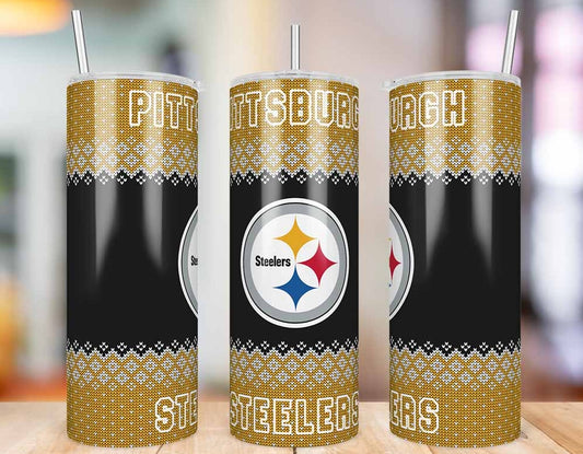 Pittsburgh Steelers Ugly Sweater 20 oz skinny tumbler