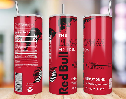 Portland Trail Blazers 20 oz skinny tumbler triple-view product mockup