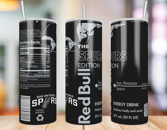 San Antonio Spurs 20 oz skinny tumbler three-angle product mockup