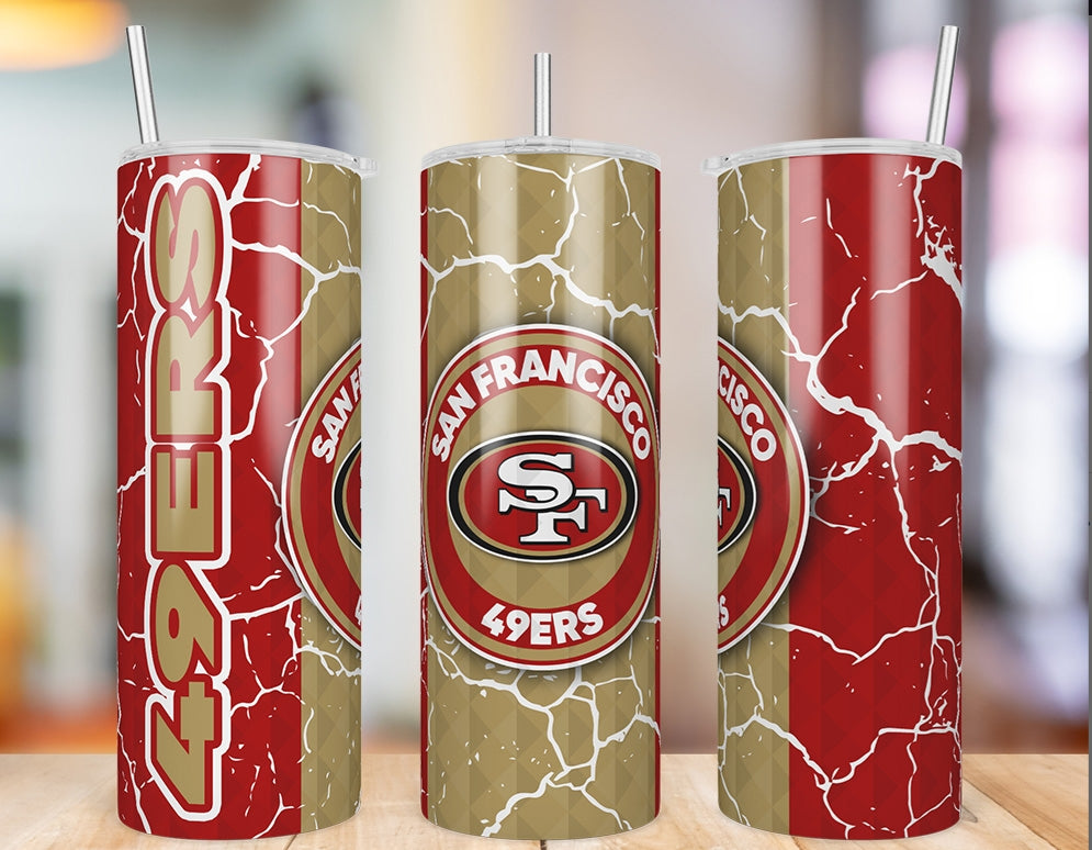 San Francisco 49ers Diamond Pattern 20 oz skinny tumbler