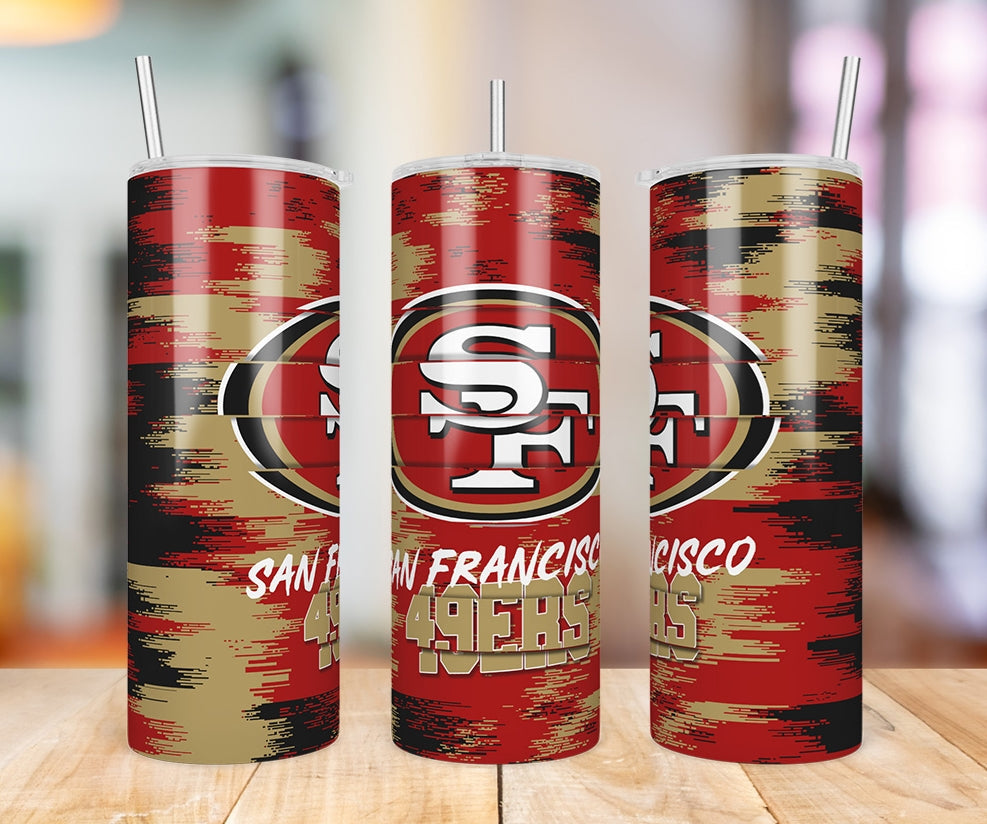 San Francisco 49ers Glitch 20 oz skinny tumbler three-angle product photo
