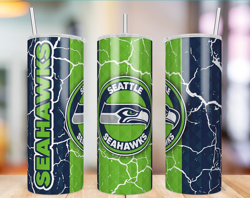 Seattle Seahawks Diamond Pattern 20 oz skinny tumbler