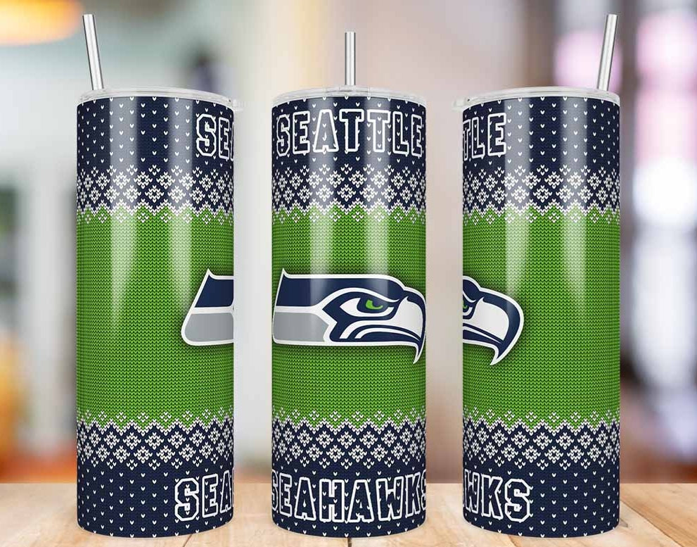 Seattle Seahawks Ugly Sweater 20 oz skinny tumbler