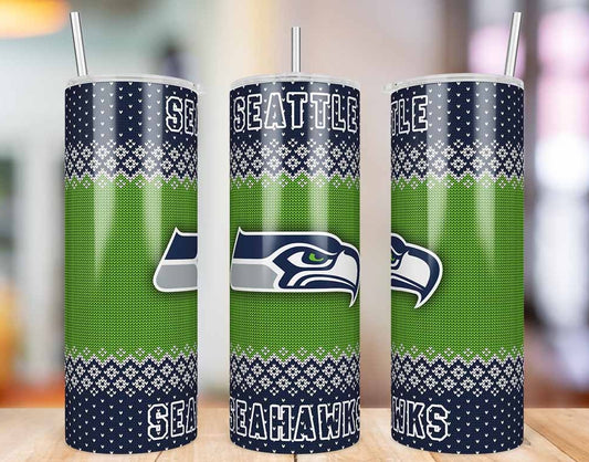 Seattle Seahawks Ugly Sweater 20 oz skinny tumbler