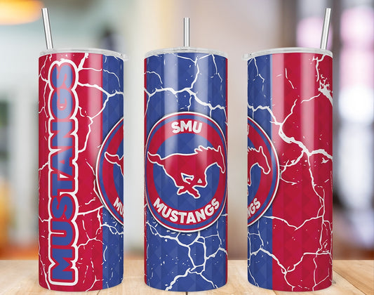 SMU Mustangs Diamond Pattern 20 oz skinny tumbler