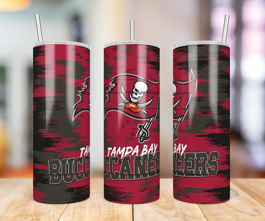 Tampa Bay Buccaneers Glitch 20 oz skinny tumbler three-angle product photo