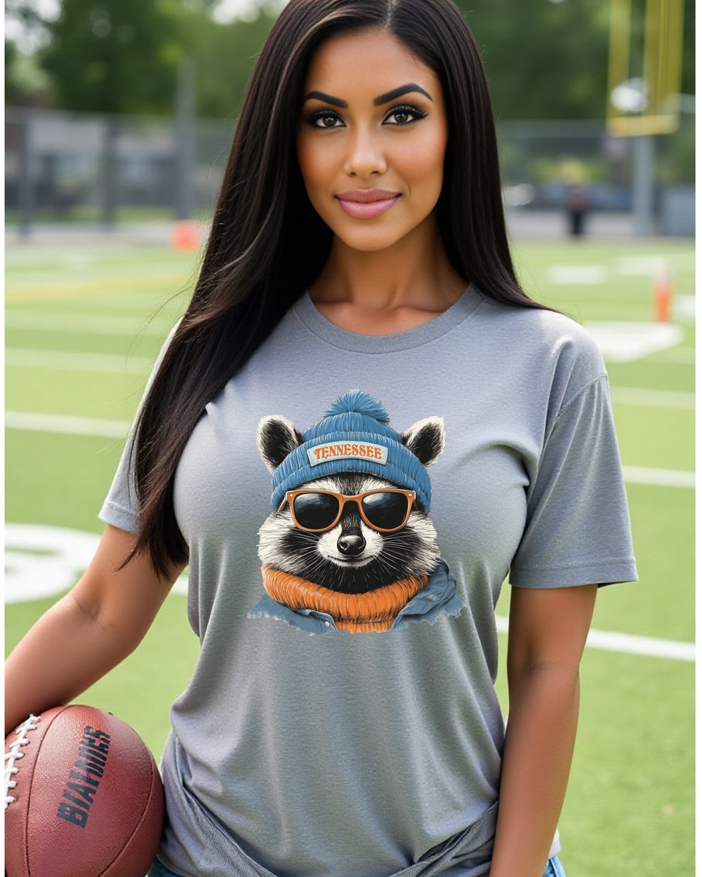 Tennessee Titans Blue Hat Spirit Animal T-shirt worn by female fan