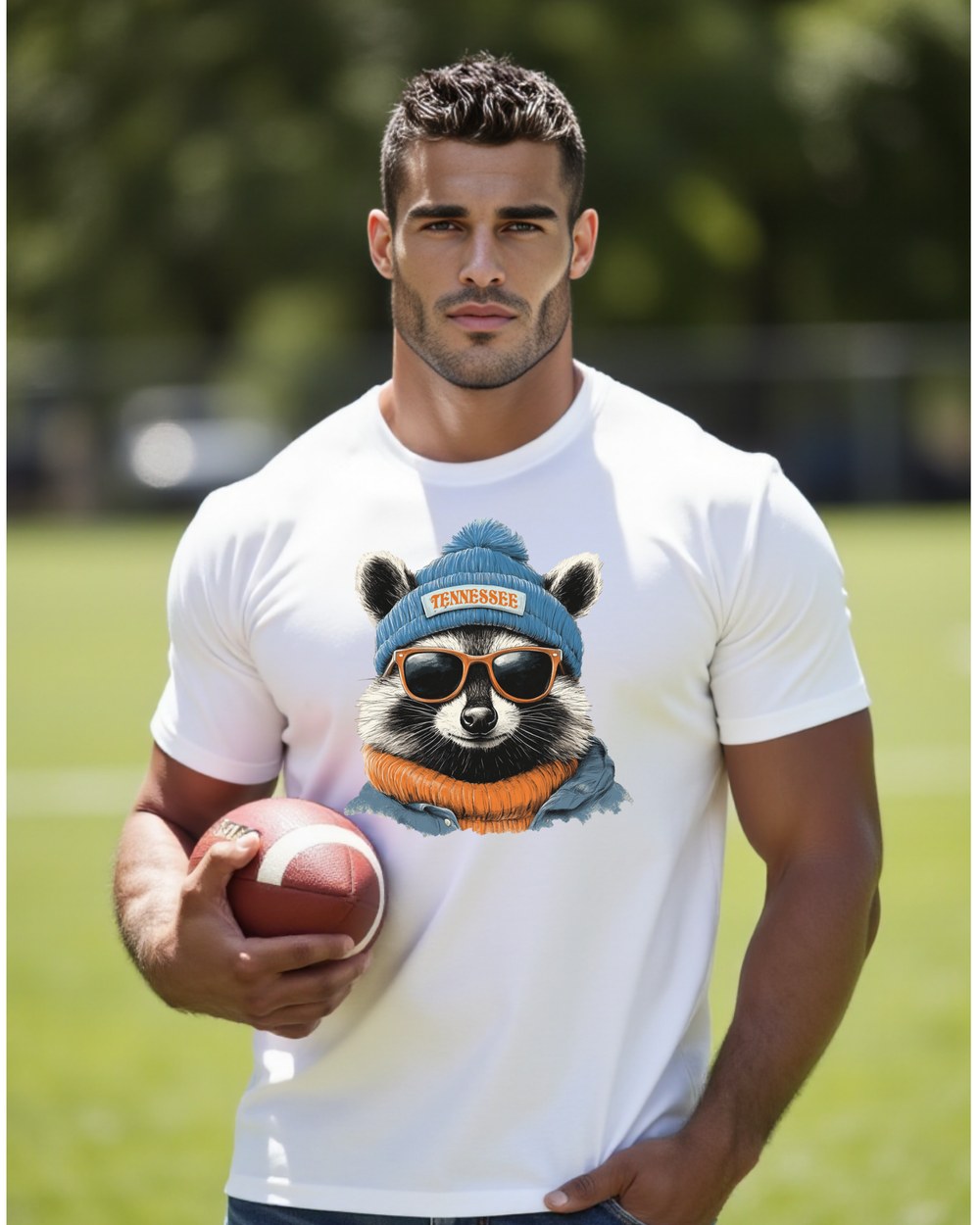 Tennessee Titans Blue Hat Spirit Animal T-shirt worn by male fan