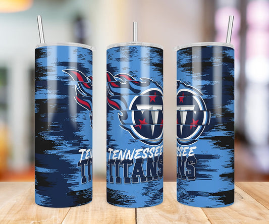 Tennessee Titans Glitch 20 oz skinny tumbler three-angle product photo