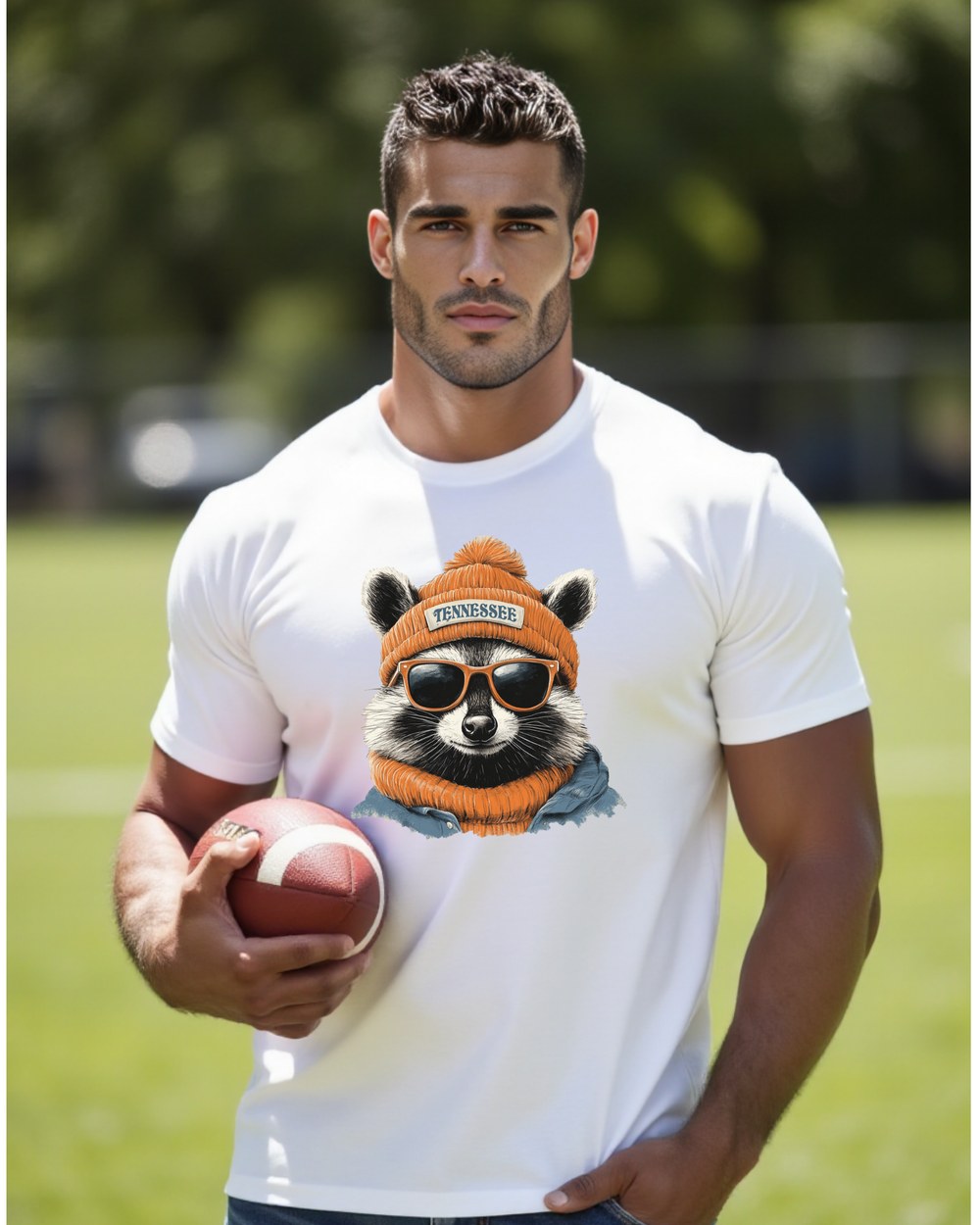 Tennessee Titans Orange Hat Spirit Animal T-shirt worn by male fan