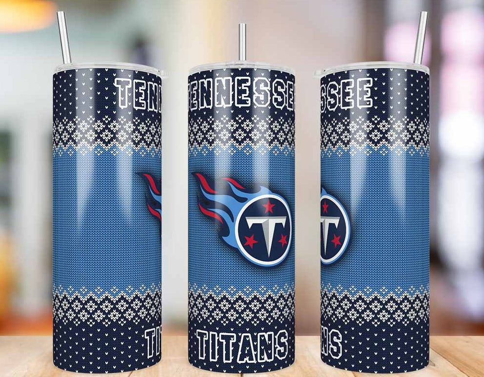 Tennessee Titans Ugly Sweater 20 oz skinny tumbler