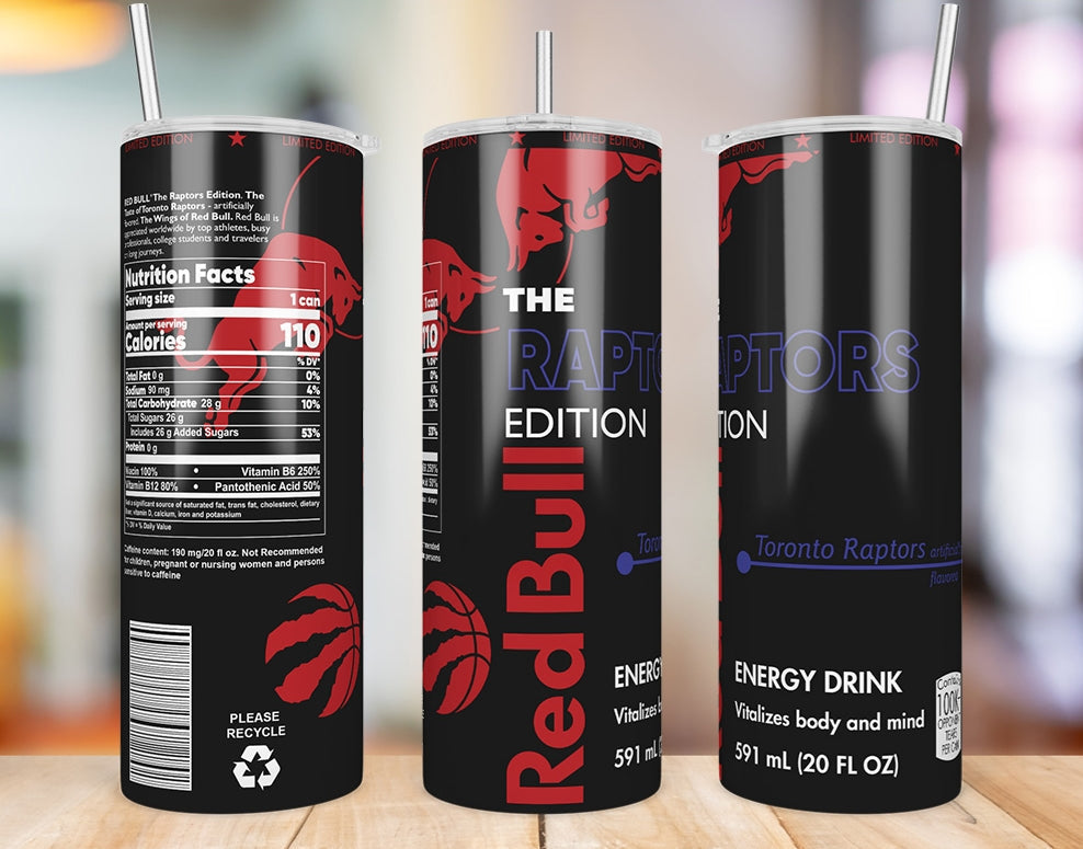 Toronto Raptors 20 oz skinny tumbler three-angle product photo