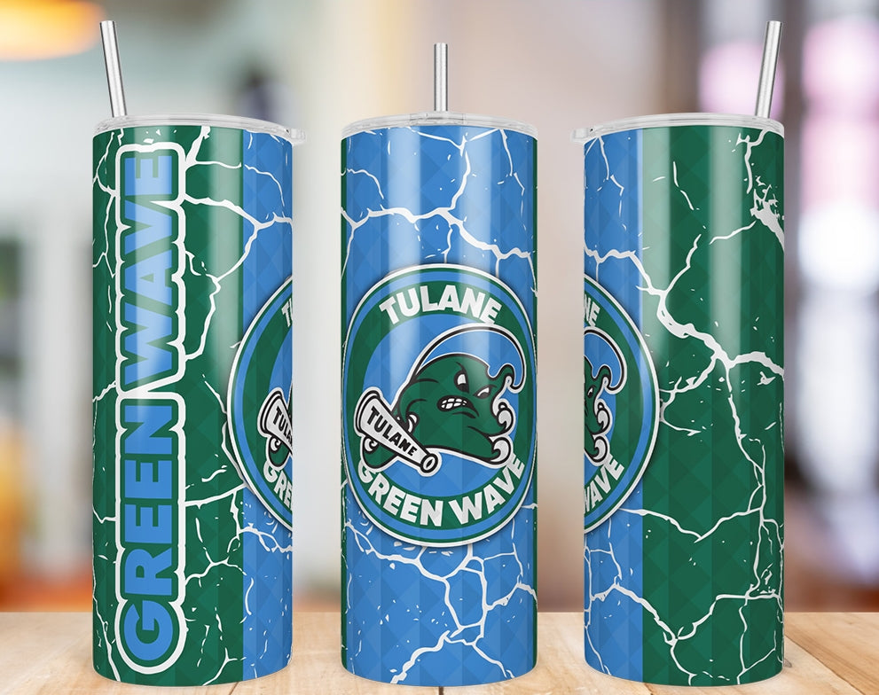Tulane Green Wave Diamond Pattern 20 oz skinny tumbler