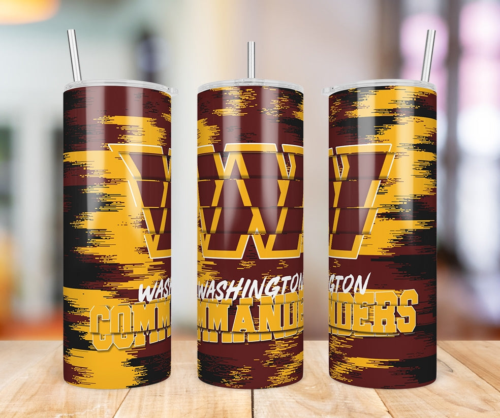 Washington Commanders Glitch 20 oz skinny tumbler three-angle product photo