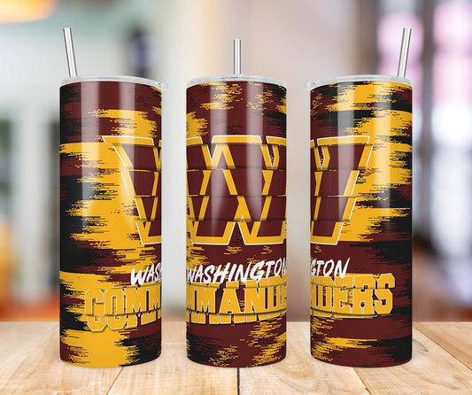 Washington Commanders Glitch 20 oz skinny tumbler three-angle product photo