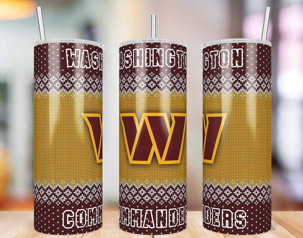 Washington Commanders Ugly Sweater 20 oz skinny tumbler
