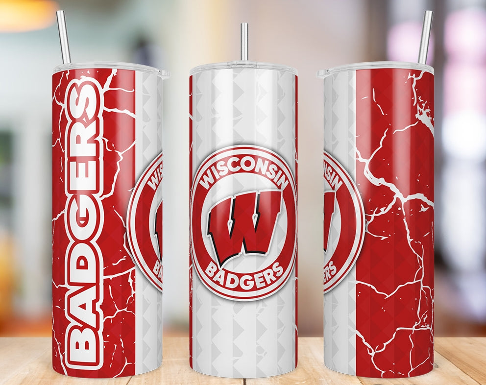 Wisconsin Badgers Diamond Pattern 20 oz skinny tumbler